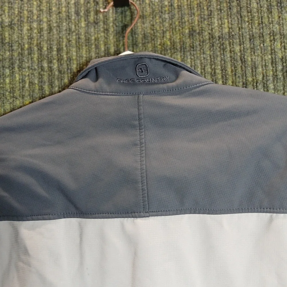 Free Country Mens Full Zip Jacket Light Gray Dark Gray Size XL‎